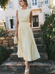 Monsoon Yellow Georgia Drop Hem Midi Dress - Image 5 of 6