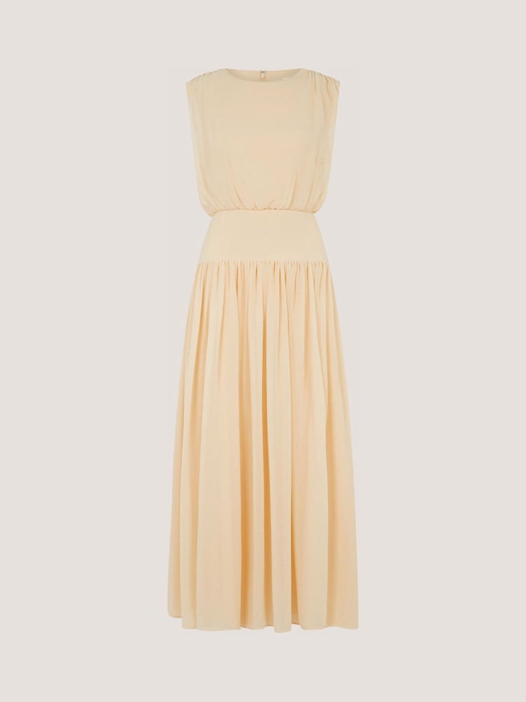 Monsoon Yellow Georgia Drop Hem Midi Dress - Image 6 of 6