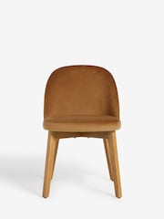 Set of 2 Soft Velvet Caramel Brown Preston Dark Wood Leg Dining Chairs - Image 2 of 8