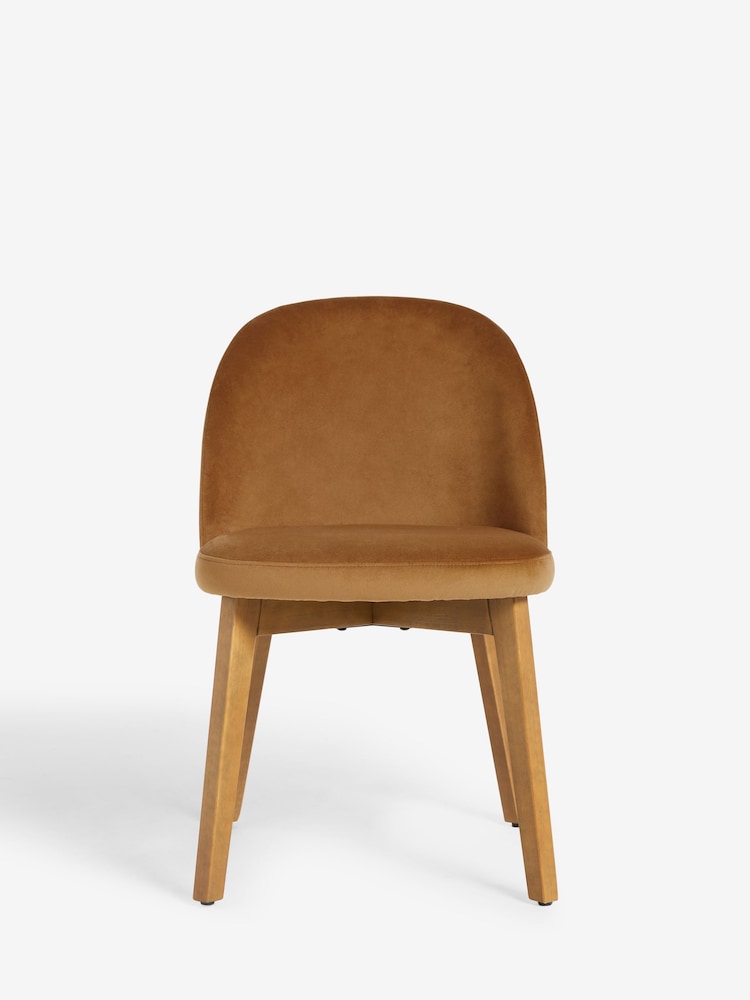 Set of 2 Soft Velvet Caramel Brown Preston Dark Wood Leg Dining Chairs - Image 2 of 8