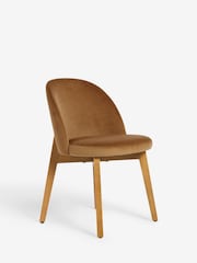Set of 2 Soft Velvet Caramel Brown Preston Dark Wood Leg Dining Chairs - Image 3 of 8