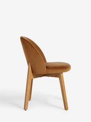 Set of 2 Soft Velvet Caramel Brown Preston Dark Wood Leg Dining Chairs - Image 4 of 8