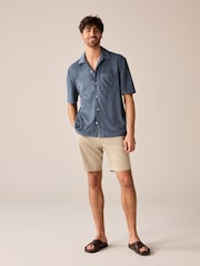 Blue Textured Towelling Short Sleeve Shirt - Image 2 of 8