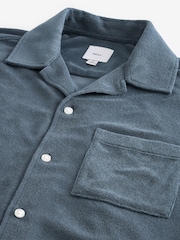 Blue Textured Towelling Short Sleeve Shirt - Image 7 of 8