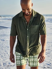 Green Textured Towelling Short Sleeve Shirt - Image 2 of 8