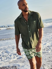 Green Textured Towelling Short Sleeve Shirt - Image 3 of 8