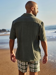 Green Textured Towelling Short Sleeve Shirt - Image 4 of 8