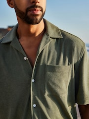 Green Textured Towelling Short Sleeve Shirt - Image 5 of 8
