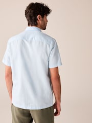 Light Blue Linen Blend Short Sleeve Shirt - Image 3 of 8