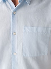 Light Blue Linen Blend Short Sleeve Shirt - Image 5 of 8