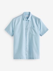 Light Blue Linen Blend Short Sleeve Shirt - Image 6 of 8
