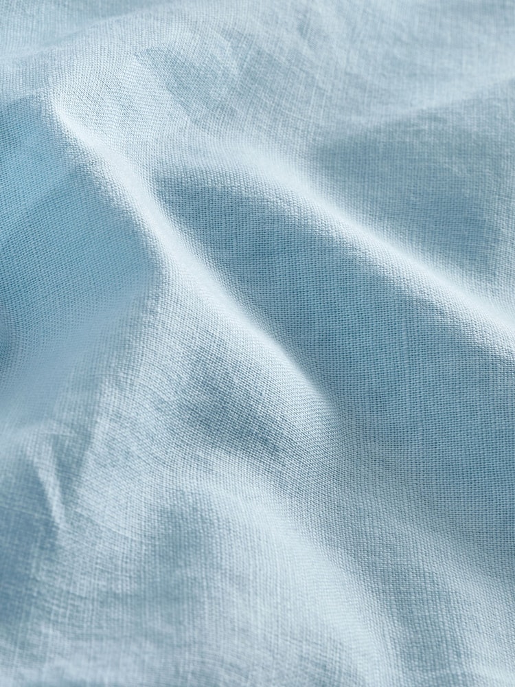 Light Blue Linen Blend Short Sleeve Shirt - Image 8 of 8