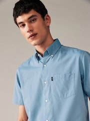 Dusky Blue Regular Fit Short Sleeve Easy Iron Button Down Oxford Shirt - Image 3 of 6