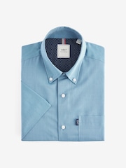 Dusky Blue Regular Fit Short Sleeve Easy Iron Button Down Oxford Shirt - Image 4 of 6