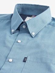 Dusky Blue Regular Fit Short Sleeve Easy Iron Button Down Oxford Shirt - Image 5 of 6