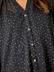 Roman Black Metallic Spot Print Sheer Top - Image 5 of 5
