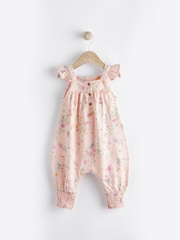 Pink Floral Baby 100% Cotton Romper (0mths-3yrs) - Image 1 of 7