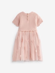 Pink 2-In-1 Embroidered Mesh Occasion Dress (3mths-7yrs) - Image 2 of 4