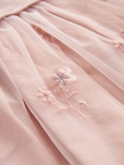 Pink 2-In-1 Embroidered Mesh Occasion Dress (3mths-7yrs) - Image 4 of 4