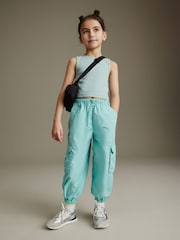 Aqua Blue Parachute Cargo Trousers (3-16yrs) - Image 1 of 8