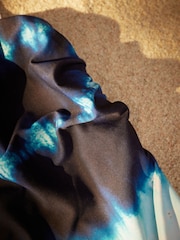 Blue Tie Dye Bandeau Tummy Control Swimsuit - Image 8 of 9