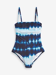 Blue Tie Dye Bandeau Tummy Control Swimsuit - Image 9 of 9