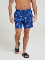 Mountain Warehouse Navy Blue Mens Aruba Printed Quick Drying Swimshorts with UV Max Protection - Image 2 of 5