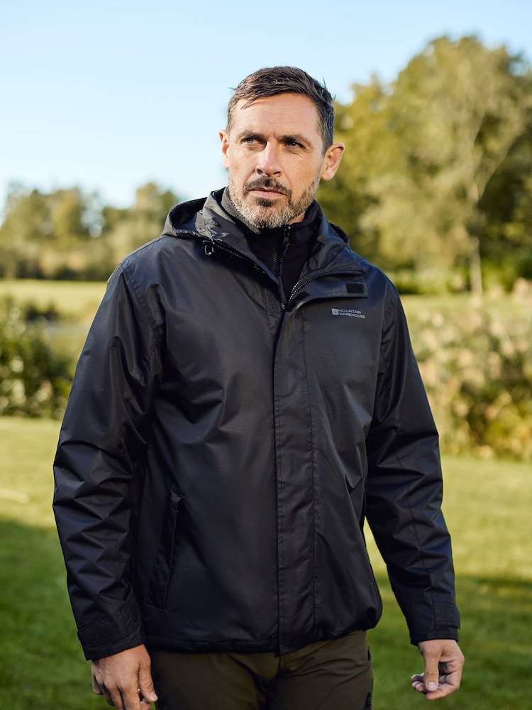 Negro - Mountain Warehouse Mens Fell 3-In-1 Water Resistant Jacket - Imagen 1 de 6