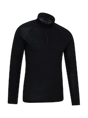 Mountain Warehouse Black Mens Merino Quarter Zip Thermal Top - Image 1 of 4