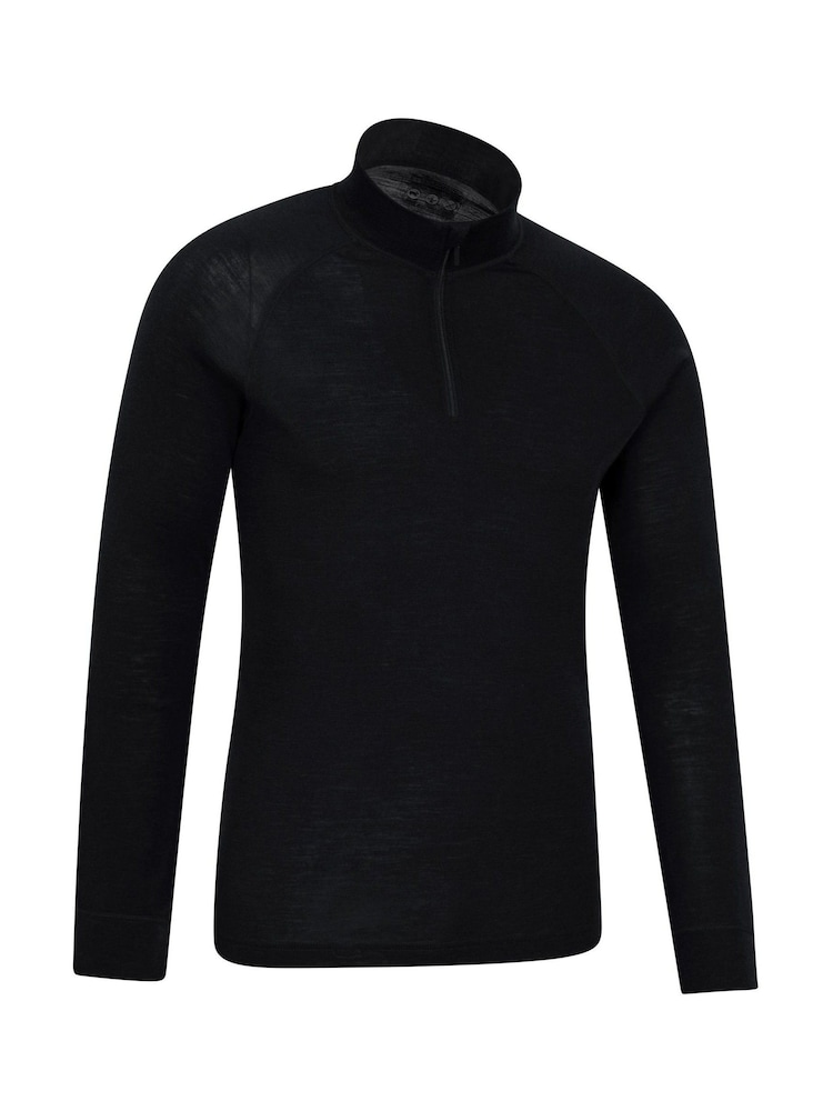 Mountain Warehouse Black Mens Merino Quarter Zip Thermal Top - Image 1 of 4