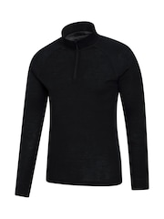 Mountain Warehouse Black Mens Merino Quarter Zip Thermal Top - Image 2 of 4