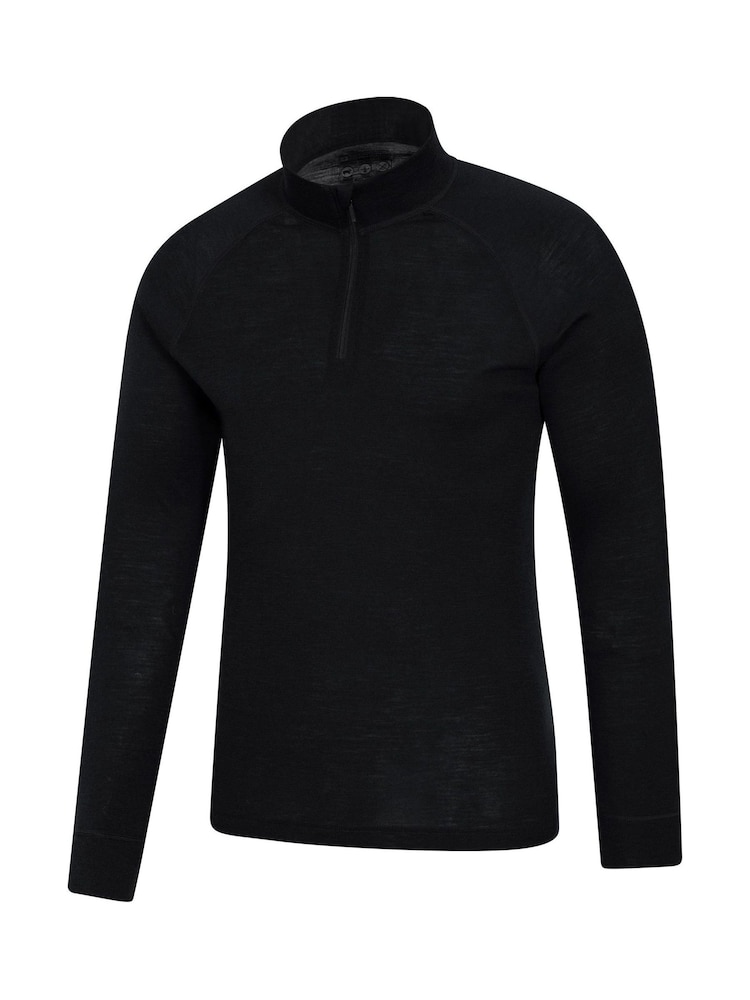 Mountain Warehouse Black Mens Merino Quarter Zip Thermal Top - Image 2 of 4