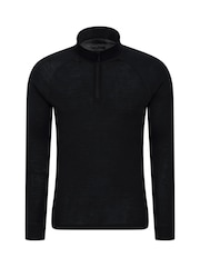 Mountain Warehouse Black Mens Merino Quarter Zip Thermal Top - Image 3 of 4