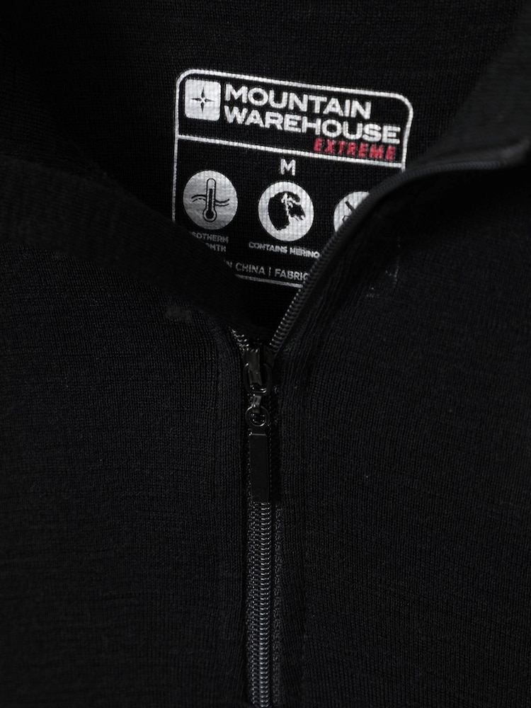 Mountain Warehouse Black Mens Merino Quarter Zip Thermal Top - Image 4 of 4