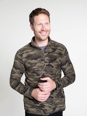 Mountain Warehouse Khaki Green Mens Camber II Half Zip Quick Drying Fleece - Image 1 of 5