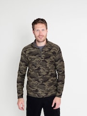 Mountain Warehouse Khaki Green Mens Camber II Half Zip Quick Drying Fleece - Image 3 of 5