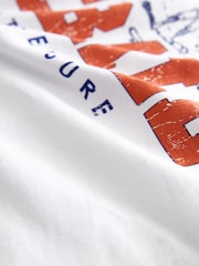 Ecru White Relaxed Fit Amercian Baseball 100% Cotton Graphic T-Shirt - Image 6 of 6