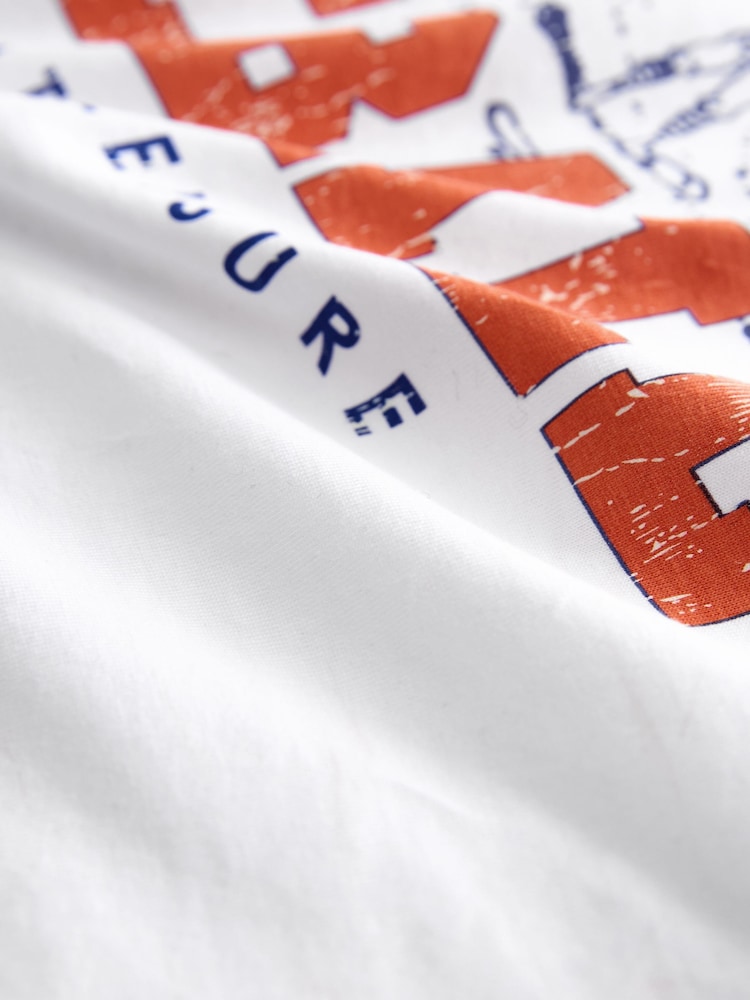 Ecru White Relaxed Fit Amercian Baseball 100% Cotton Graphic T-Shirt - Image 6 of 6