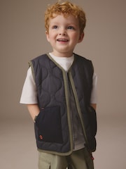 Charcoal Grey Onion Quilt Gilet (3mths-7yrs) - Image 1 of 4