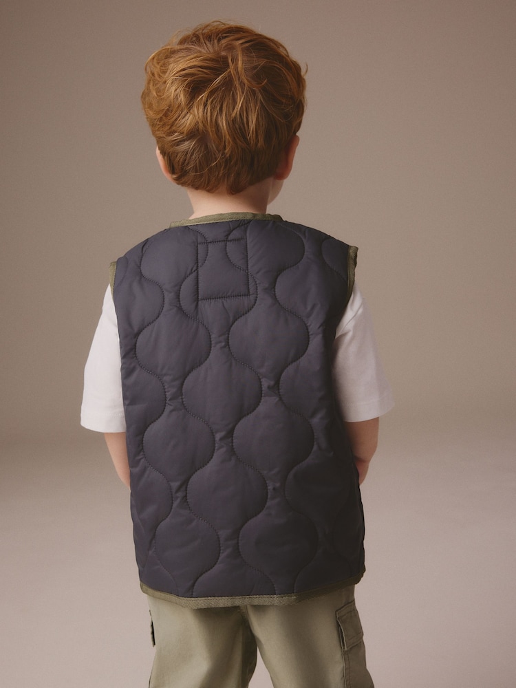 Charcoal Grey Onion Quilt Gilet (3mths-7yrs) - Image 2 of 4