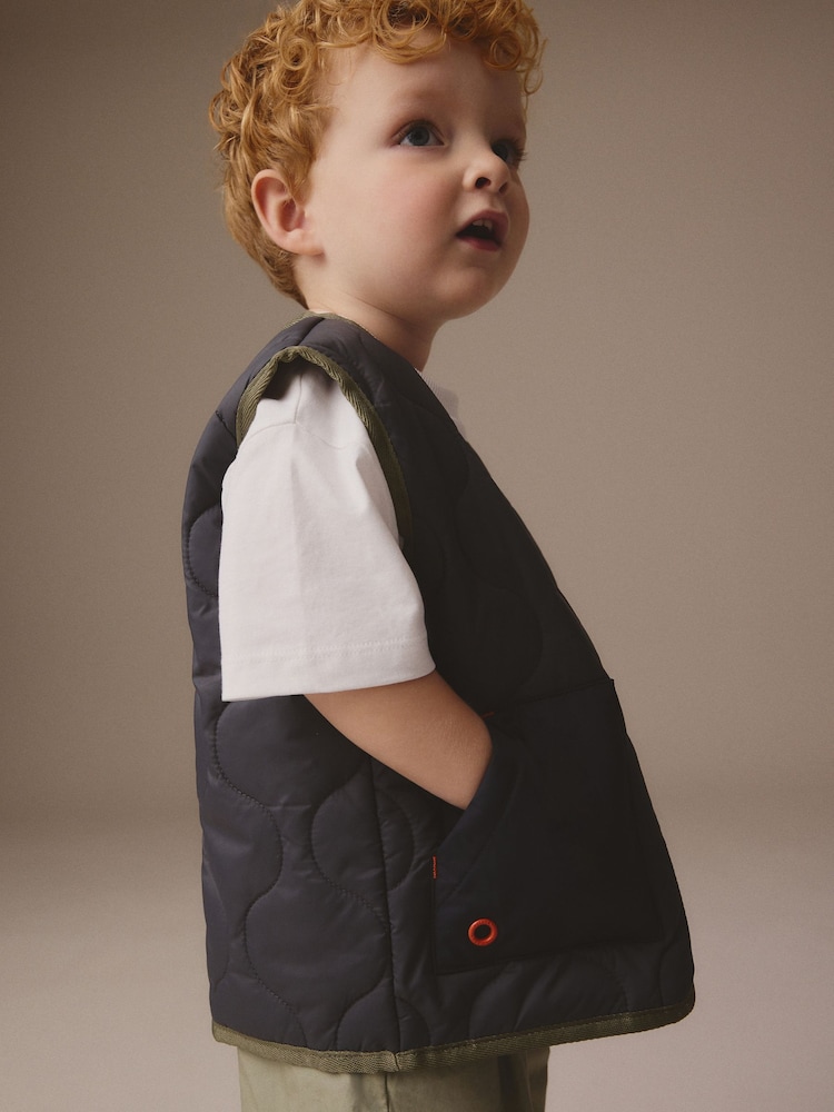 Charcoal Grey Onion Quilt Gilet (3mths-7yrs) - Image 4 of 4