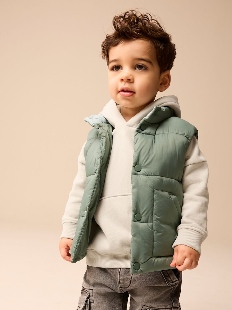 Sage Green Padded Gilet (3mths-10yrs) - Image 1 of 8