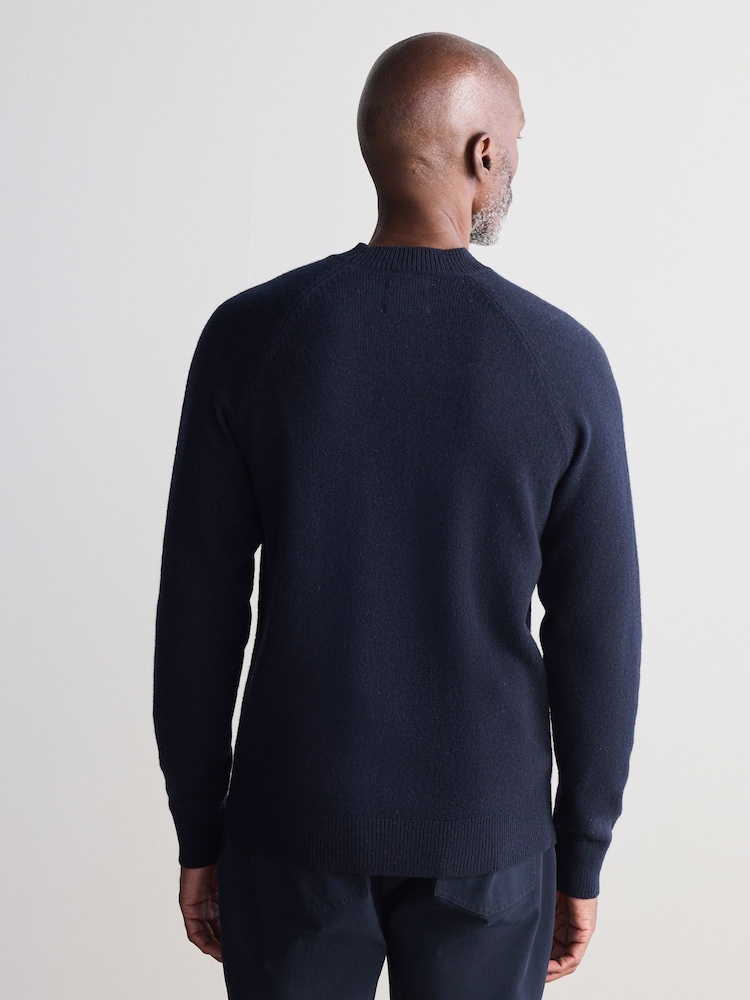 Navy Blue Crew Neck Regular Fit Signature 100% Merino Wool Midweight Jumper - Image 2 of 5 Navy Blue Crew Neck Regular Fit Signature 100% Merino Wool Midweight Jumper - Image 2 of 5
