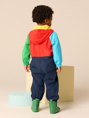 Red/Blue Colourblock Waterproof Fleece Lined Puddlesuit (3mths-7yrs) - Image 3 of 8