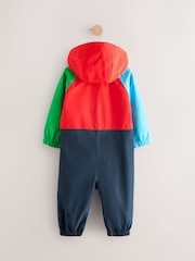 Red/Blue Colourblock Waterproof Fleece Lined Puddlesuit (3mths-7yrs) - Image 5 of 8