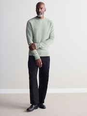 Sage Green Crew Neck Regular Fit Signature 100% Merino Wool Midweight Jumper - Image 2 of 5