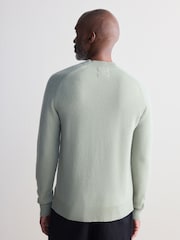 Sage Green Crew Neck Regular Fit Signature 100% Merino Wool Midweight Jumper - Image 3 of 5