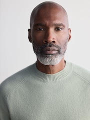 Sage Green Crew Neck Regular Fit Signature 100% Merino Wool Midweight Jumper - Image 5 of 5