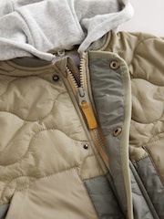 Khaki Green Onion Quilt Jacket with Removable Hood (3mths-7yrs) - Image 11 of 12