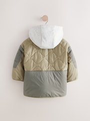 Khaki Green Onion Quilt Jacket with Removable Hood (3mths-7yrs) - Image 2 of 12